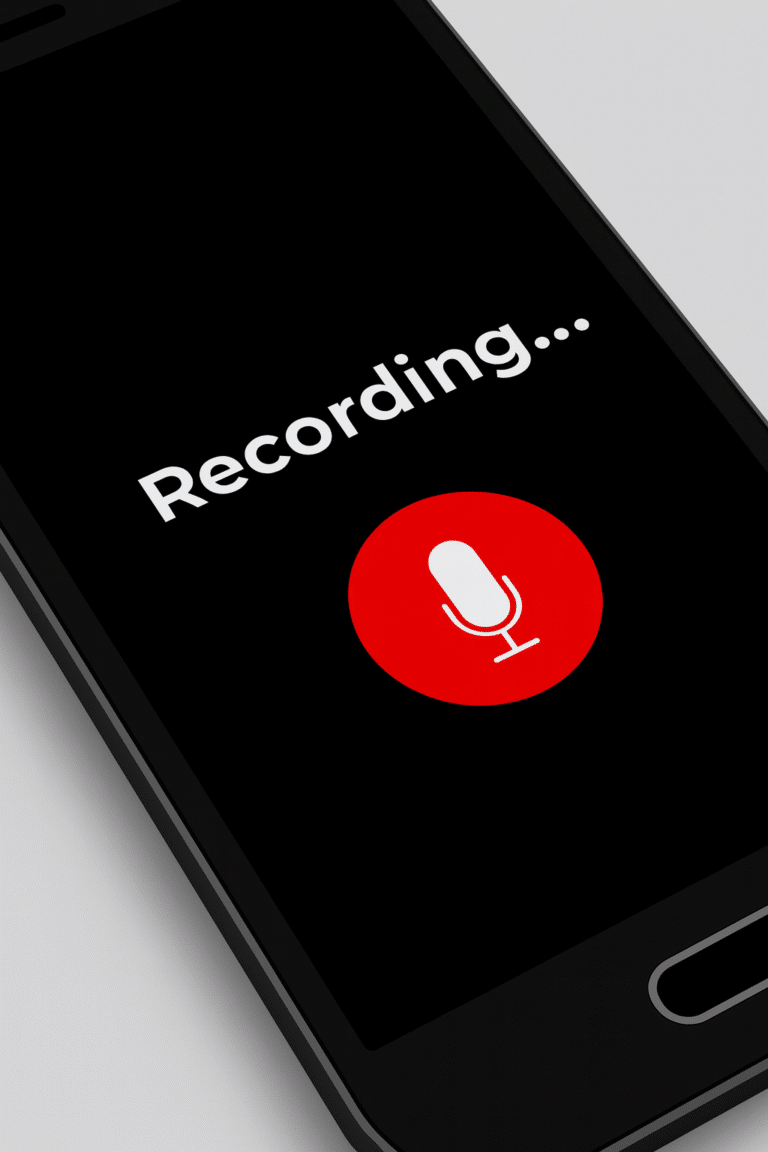 Phone screen showing recording in progress