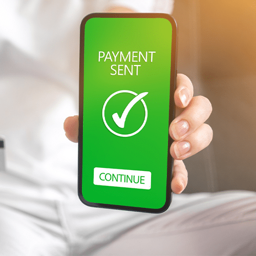 Payment confirmation on smartphone screen